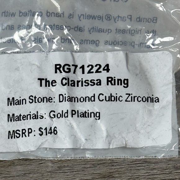 Bomb Party April 2026 Ring “The Clarissa Ring” Size 7. Brand New! - Picture 6 of 6